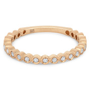 0.15ct Round Cut Diamond Milgrain Bezel Stackable Anniversary Ring / Wedding Band in 14k Rose Gold - AM-DR13360