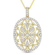 0.59ct Round Cut Diamond Vintage-Style Pendant & Chain Necklace in 14k Yellow & White Gold - AM-DN4767