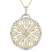 0.73 ct Round Cut Diamond Vintage-Style Pendant & Chain Necklace in 14k Yellow & White Gold - AM-DN4770
