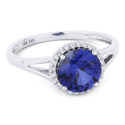 1.77ct Round Brilliant Cut Lab-Created Sapphire & Diamond Halo Promise Ring in 14k White Gold - AM-DR13456
