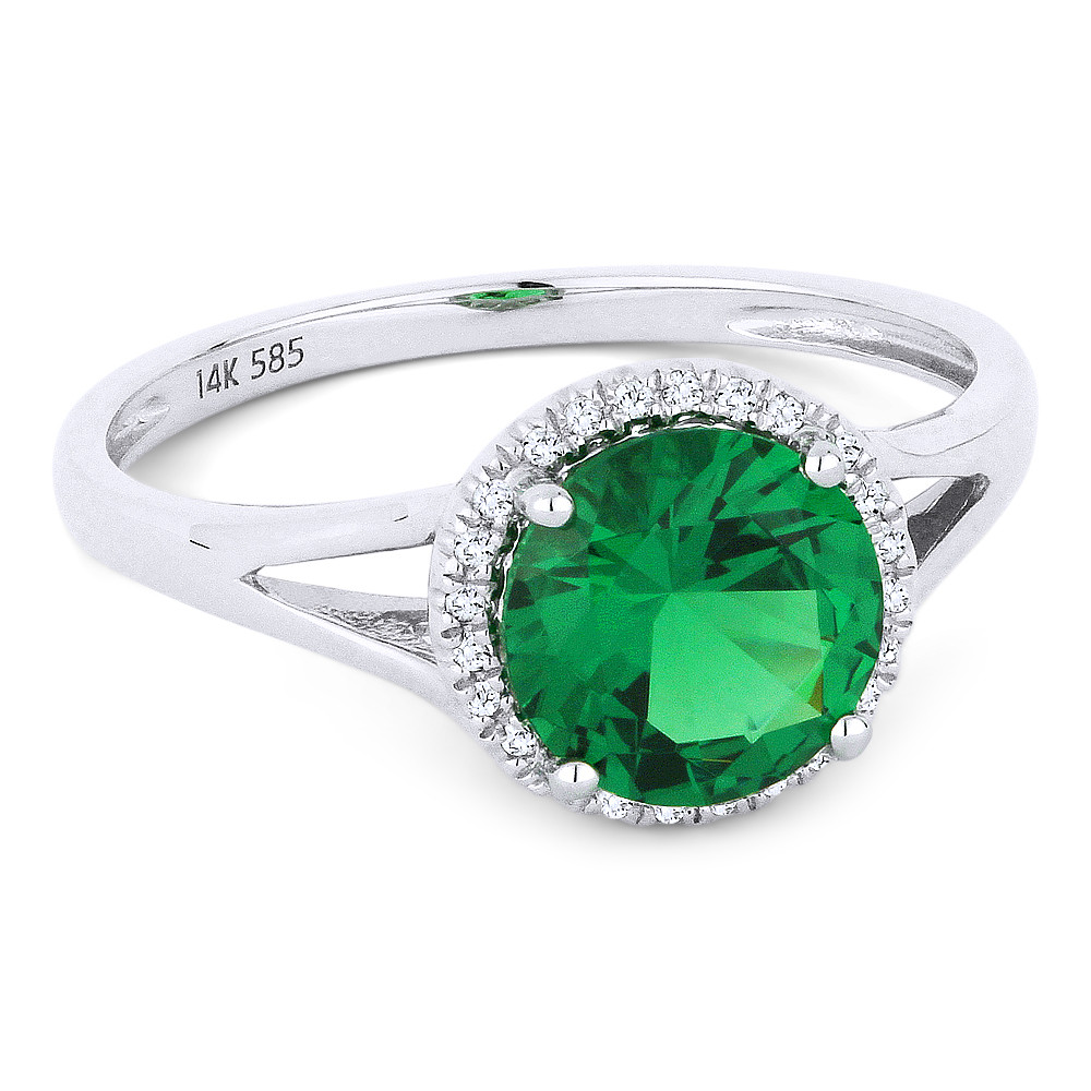 1.24ct Round Brilliant Cut LabCreated Emerald & Diamond Halo Promise