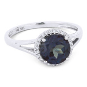 1.24ct Round Brilliant Cut Lab-Created Alexandrite & Diamond Halo Promise Ring in 14k White Gold - AM-DR13601