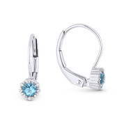 0.31 ct Blue Topaz Gem & Diamond Leverback Baby Earrings in 14k White Gold - AM-DE11472