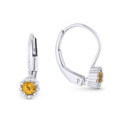 0.27 ct Citrine Gem & Diamond Leverback Baby Earrings in 14k White Gold - AM-DE11530