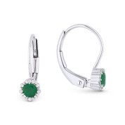 0.28 ct Natural Emerald & Diamond Leverback Baby Earrings in 14k White Gold - AM-DE11532