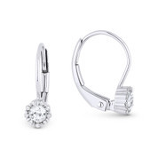 0.31 ct White Topaz Gem & Diamond Leverback Baby Earrings in 14k White Gold - AM-DE11533