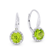 1.52 ct Green Peridot Gem & Diamond Leverback Baby Earrings in 14k White Gold - AM-DE11536