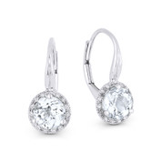 1.67 ct White Topaz Gem & Diamond Leverback Baby Earrings in 14k White Gold - AM-DE11539