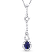 0.59ct Sappire & Diamond Pendant in 18k White Gold w/ 14k Chain Necklace -  AM-DN4820