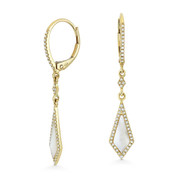 0.61ct Mother-of-Pearl & Diamond Pave Dangling Stiletto Earrings in 14k Yellow Gold - AM-DE11675
