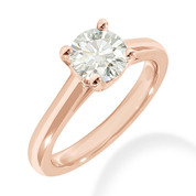 Charles & Colvard® Forever ONE® Round Brilliant Cut Moissanite 4-Prong Cathedral Solitaire Engagement Ring in 14k Rose Gold - JC-SR 176-FO-14R