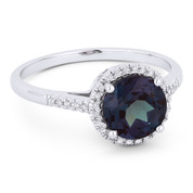 1.17ct Synthetic Alexandrite /& Diamond Halo 14k White Gold Martini Stud Earrings