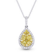 1.03 ct Yellow & White Diamond Cluster Pendant in 18k Yellow & White Gold w/ 14k Chain Necklace - AM-DN4795