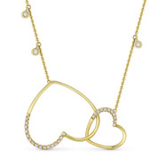 0.29 ct Round Cut Diamond Double-Heart Pendant & Chain Necklace in 14k Yellow Gold - AM-DN4886