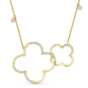 0.34 ct Round Cut Diamond Double-Clover Pendant & Chain Necklace in 14k Yellow Gold - AM-DN4891