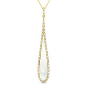 Mother-of-Pearl & 0.20ct Diamond Pave Dangling Stiletto Pendant & Chain Necklace in 14k Yellow Gold - AM-DN4926
