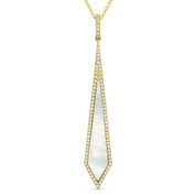 0.72ct Mother-of-Pearl & Diamond Pave Dangling Stiletto Pendant & Chain Necklace in 14k Yellow Gold - AM-DN4973MP