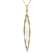 0.99ct Mother-of-Pearl & Diamond Pave Dangling Stiletto Pendant & Chain Necklace in 14k Yellow Gold - AM-DN4930