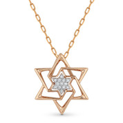 0.04ct Round Cut Diamond Star of David Pendant & Chain Necklace in 14k Rose Gold - AM-DP5084