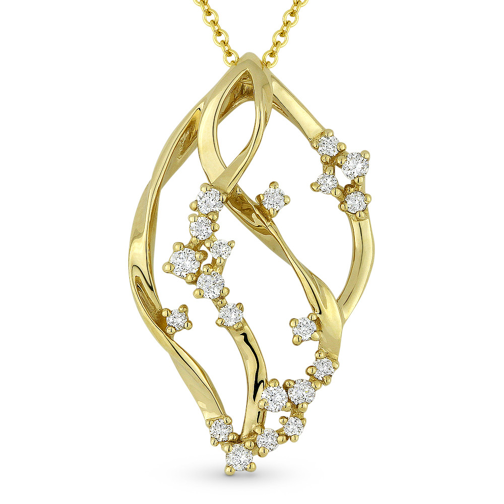 0.31ct Diamond Cluster Overlapping Vine Charm Pendant & Chain Necklace