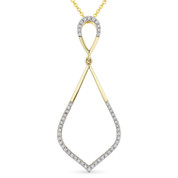 0.13ct Round Cut Diamond Pave Tear-Drop Pendant & Chain Necklace in 14k Yellow & White Gold - AM-DN4914