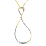 0.13ct Round Cut Diamond Pave Tear-Drop Pendant & Chain Necklace in 14k Yellow & White Gold - AM-DN4916