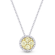 0.49ct Yellow & White Diamond Cluster Pendant in 18k Yellow & White Gold w/ 14k Chain Necklace - AM-DN5035