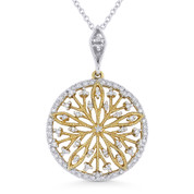 0.22ct ct Round Cut Diamond Flower Pendant & Chain Necklace in 14k Yellow & White Gold - AM-DN4341