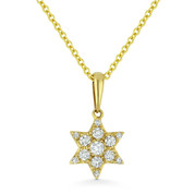 0.15ct Round Cut Diamond Star of David Pendant & Chain Necklace in 14k Yellow Gold - AM-DN5087