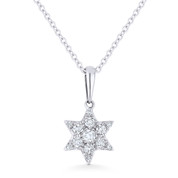0.15ct Round Cut Diamond Star of David Pendant & Chain Necklace in 14k White Gold - AM-DN5087W