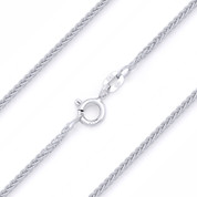 1.3mm Wheat / Spiga Link Italian Chain Necklace in Solid .925 Sterling Silver w/ Rhodium Plating - CLN-WHEAT2-030-SLW