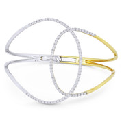 1.18ct Round Cut Diamond Pave Overlapping Open-Loop Bangle in 18k Yellow & White Gold - AM-DB3170