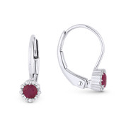 0.36 ct Natural Ruby & Diamond Leverback Baby Earrings in 14k White Gold - AM-DE11503