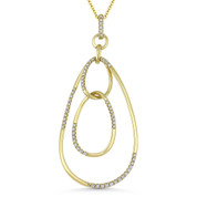 0.29ct Round Cut Diamond Oval Stack Pendant & Chain Necklace in 14k Yellow Gold - AM-DN4892