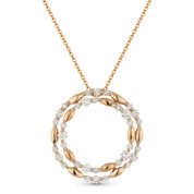 0.73 ct Diamond Cluster Double-Circle Pendant & Chain Necklace in 14k Rose Gold - AM-DN4889