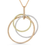 0.78 ct Round Cut Diamond Circle Stack Pendant & Chain Necklace in 14k Rose, Yellow, & White Gold - AM-DN4727