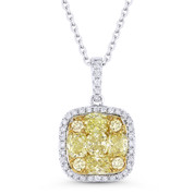 1.58ct Yellow & White Diamond Cluster Pendant in 18k Yellow & White Gold w/ 14k Chain Necklace - AM-DN4740