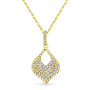 0.22 ct Round Cut Diamond Pave Marquise-Shape Pendant & Chain Necklace in 14k Yellow Gold - AM-DN5072
