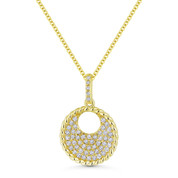 0.20 ct Round Cut Diamond Pave Circle Pendant & Chain Necklace in 14k Yellow Gold - AM-DN5075