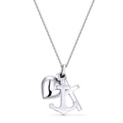 Anchor, Cross, & Heart Charm Pendant & Cable Chain Necklace in .925 Sterling Silver - ST-FP015-SLP