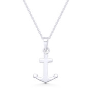 Sailor's Luck Charm Anchor Pendant & Cable Chain Necklace in .925 Sterling Silver - ST-FP020-SLP