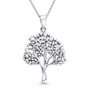 Antique-Finish Tree-of-Life Charm Pendant & Cable Chain Necklace in Oxidized .925 Sterling Silver - ST-FP024-SLO