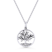 Antique-Finish Tree-of-Life Charm Pendant & Chain Necklace in Oxidized .925 Sterling Silver - ST-FP027-SLO