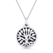 Antique-Finish Tree-of-Life Charm Pendant & Chain Necklace in Oxidized .925 Sterling Silver - ST-FP029-SLO