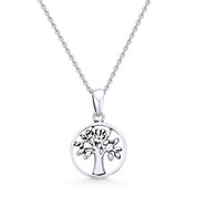 Antique-Finish Tree-of-Life Charm Pendant & Chain Necklace in Oxidized .925 Sterling Silver - ST-FP031-SLO