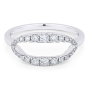 0.35ct Round Cut Diamond Open-Oval & Ball-Bead Band Right-Hand Ring in 14k White Gold - AM-R1129W