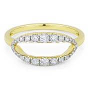 0.35ct Round Cut Diamond Open-Oval & Ball-Bead Band Right-Hand Ring in 14k Yellow & White Gold - AM-R1129Y