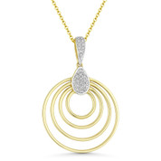 0.09ct Round Cut Diamond Multi-Circle Pendant & Chain Necklace in 14k Yellow & White Gold - AM-DN4911