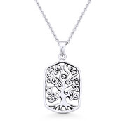 Antique-Finish Tree-of-Life Charm Pendant & Chain Necklace in Oxidized .925 Sterling Silver - ST-FP032-SLO