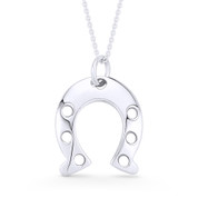 Horseshoe Luck Charm Pendant & Cable Chain Necklace in .925 Sterling Silver - ST-FP034-SLP